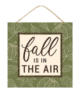 Fall Is In The Air Wooden Sign : Cream, Moss Green, Brown - 10 Inches