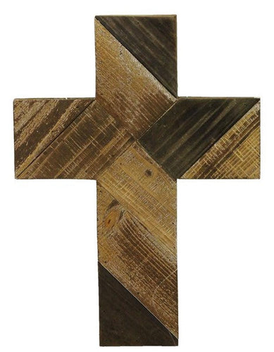 Wooden Cross : Dark Natural Beige - 16 Inches x 12 Inches
