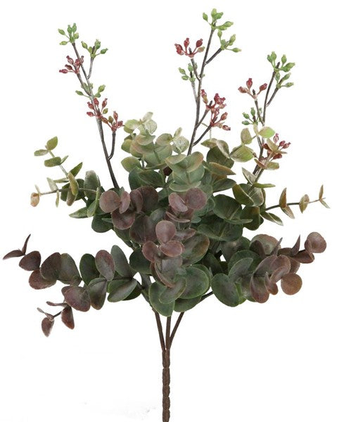 Eucalyptus Bush Floral Arrangements : Olive Green Burgundy - 11 Inches Long
