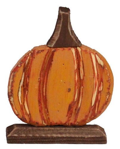 Jack-O-Lantern Antique Pumpkin Orange : Cedar Wood Harvest Figurine - 5.25 Inches