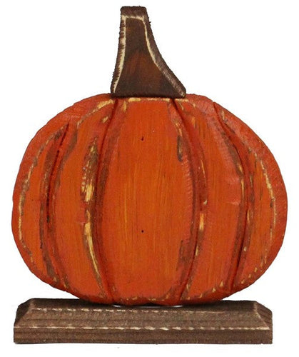 Jack-O-Lantern Antique Pumpkin Orange : Cedar Wood Harvest Figurine - 6.5 Inches