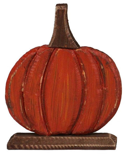 Jack-O-Lantern Antique Pumpkin Orange : Cedar Wood Harvest Figurine - 8 Inches