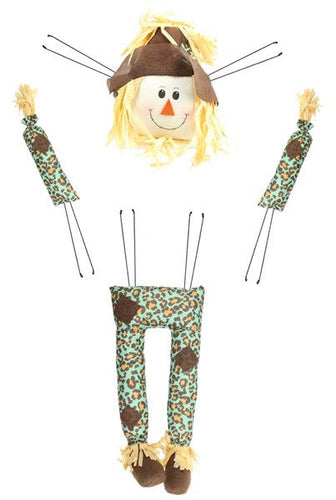 Leopard Print Scarecrow 4 Piece Kit : Teal Tan Beige Brown Black - 29.5 Inches