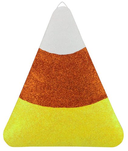 Glitter Candy Corn Metal Sign : White Orange Yellow - 10.5 Inches x 9 Inches