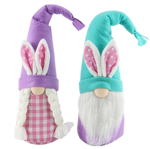 Easter Gnomes : Pink White Lavender - 14.5 Inches (Set of 2)