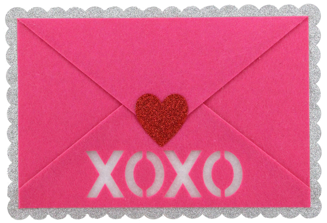 XOXO Valentine's Envelope Felt Glitter (13.5 Inches x 8.75 Inches) | Pink White Polka Dot