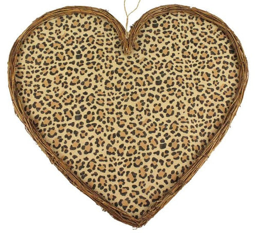 Cheetah Print Heart Grapevine 22.5in x 22in