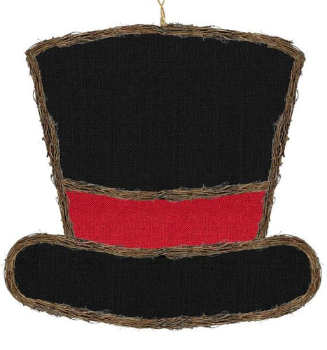 Snowman Top Hat red amd black grapevine - 21.5 Inches x 17 Inches