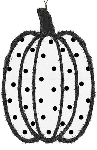 Pumpkin Black White Polka dot grapevine - 22.5 Inches x 16.5 Inches