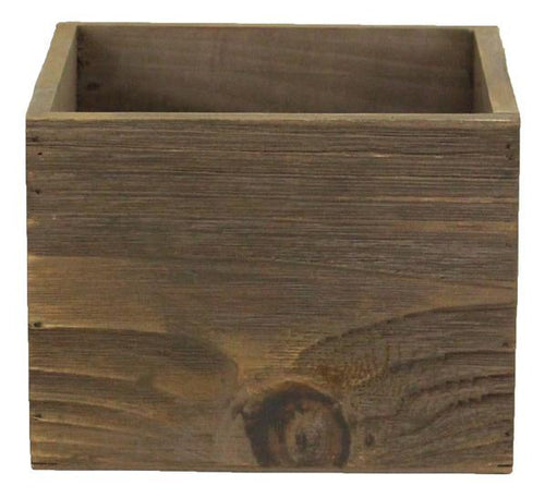 Wood Planter Box 6 Inch Square (4.5 Inches Height) Wooden Box, Garden Centerpiece Display, Wedding Flowers Holder, Rustic Barn Wood (Brown Brown Wash)