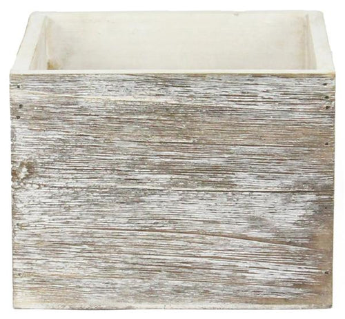 Wood box - white  6 Inch Square (4.5 Inches Height) 