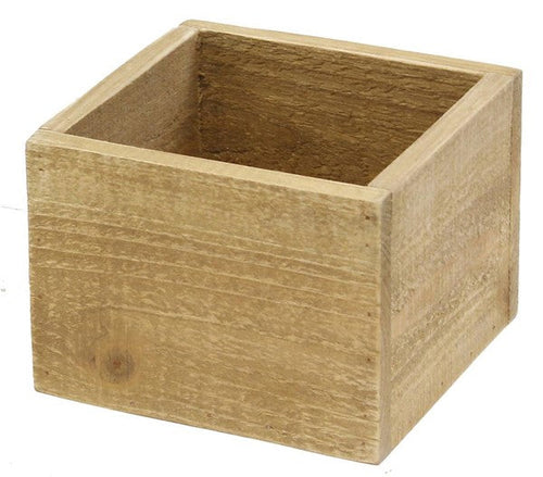 Rough Wood Square Pot : Beige - 6 Inches Square x 4.5 Inches