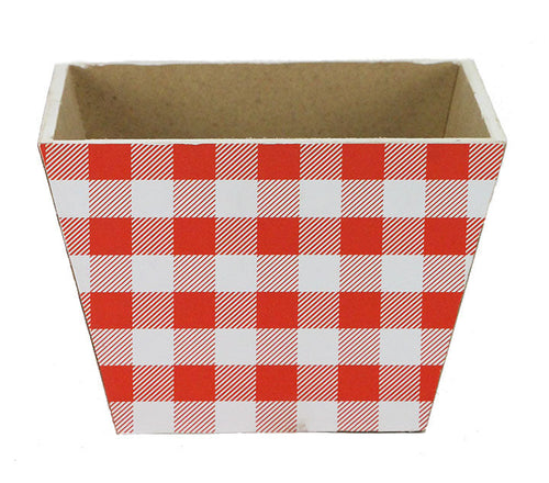 Buffalo Plaid Wood Planter Box : Red White - 7.75 Inches Square Tapered  x 5.25 Inches Height