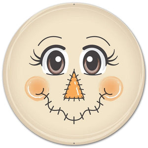 Scarecrow Face Metal Sign : Tan Black 12 inches