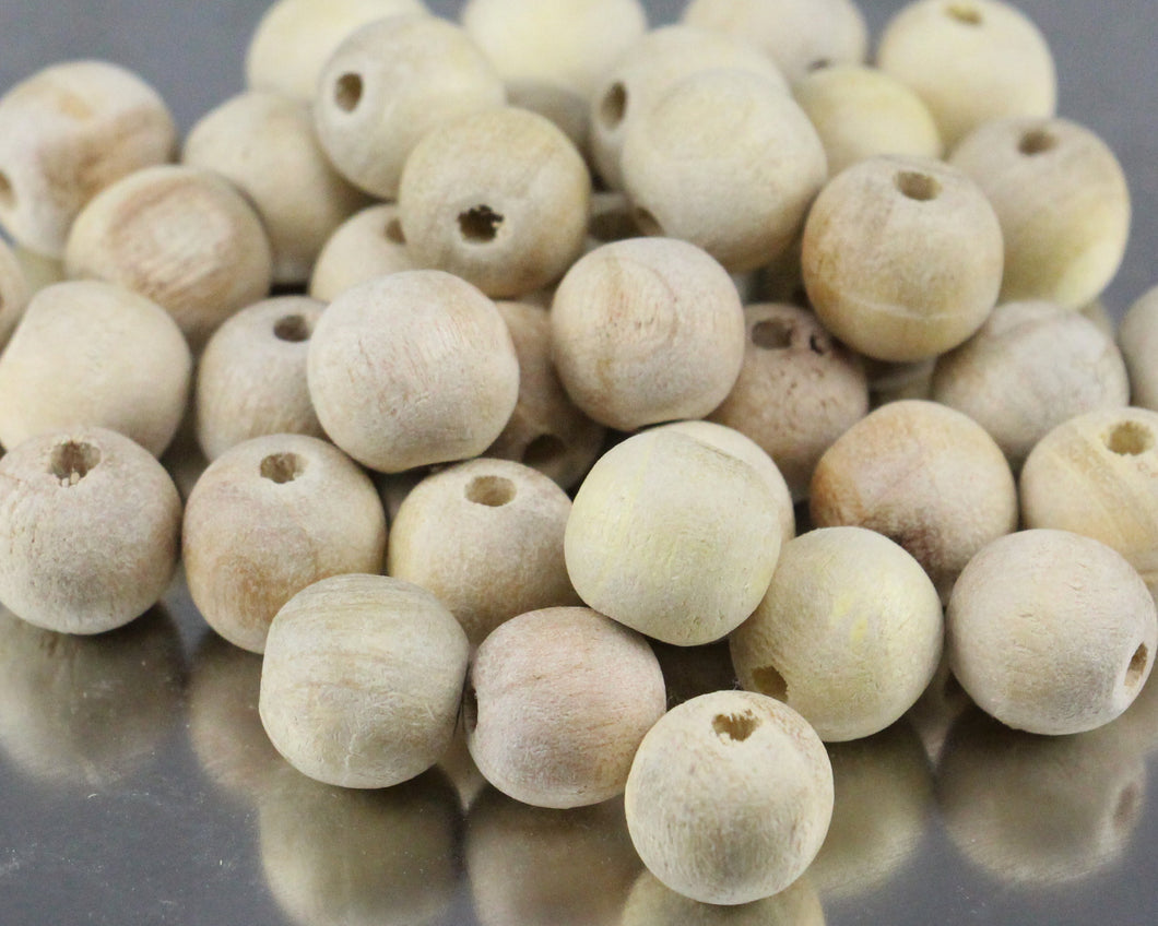 Eucalyptus Wood Beads : White -15mm