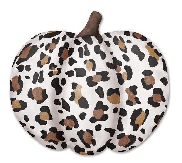 Embossed Leopard Pumpkin : White - 12 Inches Diameter