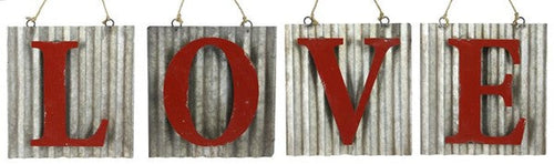 LOVE Tin Letters (Set of Four letters) : Antique Red and Grey