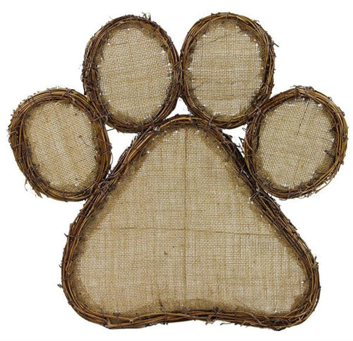 Paw Print Grapevine Wreath : Burlap Brown - 16 inches x 16 inches