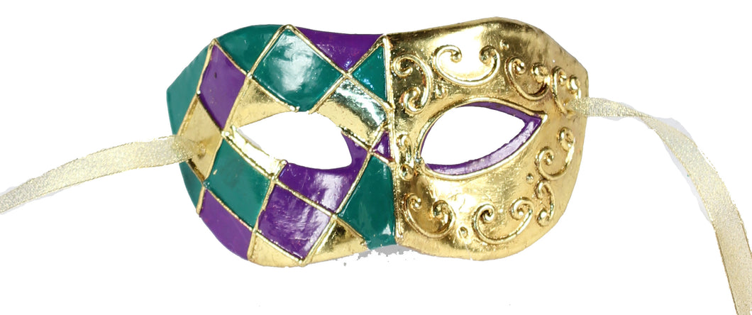 Mardi Gras Harlequin Mash : Purple Green Gold - 6.5 Inches