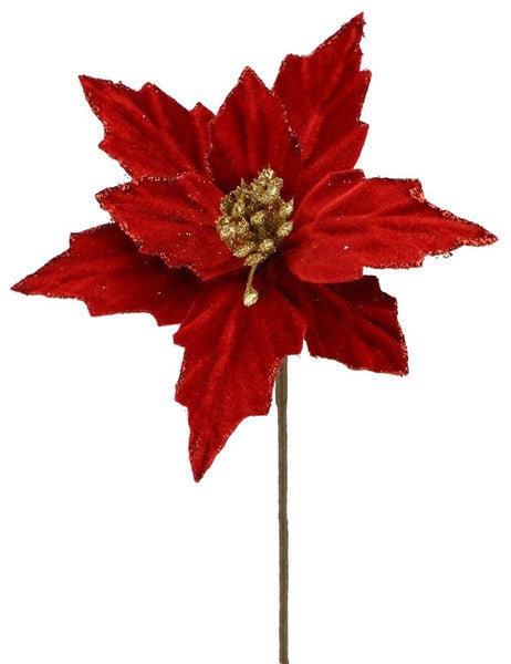 Red Velvet Christmas Floral Pick : Red - 8 Inches Long x 6.5 Inches Wide