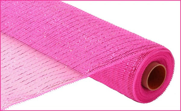Deco Poly Mesh Ribbon : Metallic Hot Pink - 21 Inches x 10 Yards (30 Feet)