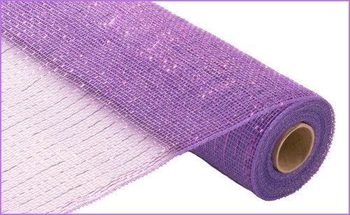 Deco Poly Mesh Ribbon : Metallic Lavender Purple - 21 Inches x 10 Yards (30 Feet)