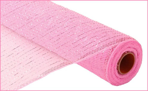 Deco Poly Mesh Ribbon : Metallic Pink - 21 Inches x 10 Yards (30 Feet)