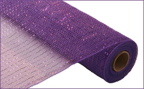Deco Poly Mesh Ribbon : Metallic Purple - 21 Inches x 10 Yards (30 Feet)