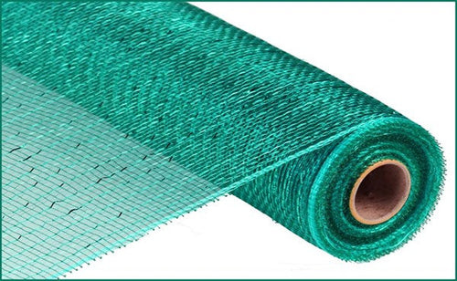 Deco Poly Mesh Ribbon : Metallic Teal Blue Green - 21 Inches x 10 Yards (30 Feet)