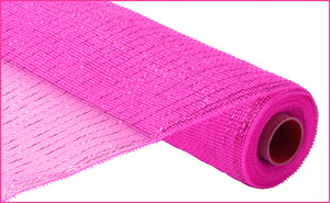 Deco Poly Mesh Ribbon : Metallic Fuchsia Pink - 21 Inches x 10 Yards (30 Feet)