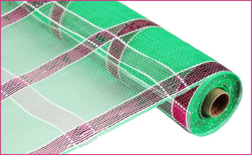 Deco Mesh: Green Pink 21 inches x 10 yards (30 feet) 