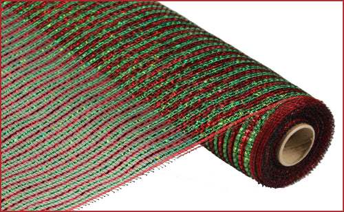 Antique Laser Mesh Ribbon: Red Lime - 21 Inches x 10 Yards (30 Feet)