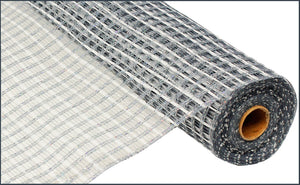 Thin Double Stripe Mesh Ribbon: Laser Silver Gray - 21 Inches x 10 Yards (30 Feet)