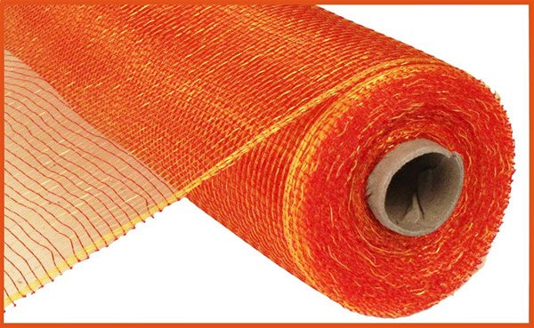Deco Poly Mesh Ribbon : 2-Tone Red Gold - 10 Inches x 10 Yards (30 Feet)