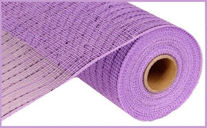 Deco Poly Mesh Ribbon : Metallic Lavender Purple with Lavender Foil - 10 Inches x 10 Yards (30 Feet)