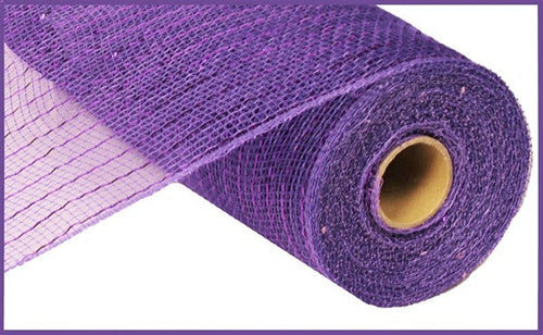 Deco Poly Mesh Ribbon : Metallic Purple with Purple Foil - 10 Inches x 10 Yards (30 Feet)