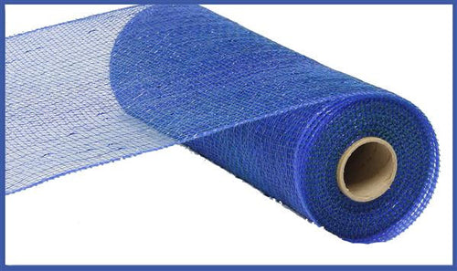 Deco Poly Mesh Ribbon : Metallic Peacock Blue with Royal Blue Foil - 10 Inches x 10 Yards (30 Feet)