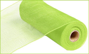 Deco Poly Mesh Ribbon : Non Metallic Apple Green - 10 Inches x 10 Yards (30 Feet)