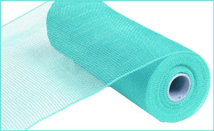 Deco Poly Mesh Ribbon : Non Metallic Turquoise Blue - 10 Inches x 10 Yards (30 Feet)