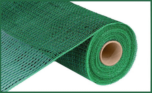 Deluxe Wide Foil Deco Poly Mesh Ribbon : Emerald Green with Emerald Foil - 10 Inches x 10 Yards (30 Feet)
