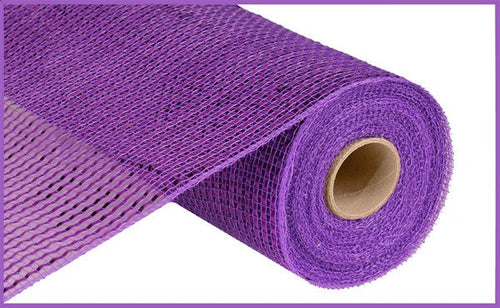 Deluxe Wide Foil Deco Poly Mesh Ribbon : Purple With Metallic Wide Strips of Purple Foil - 10 Inches x 10 Yards (30 Feet)
