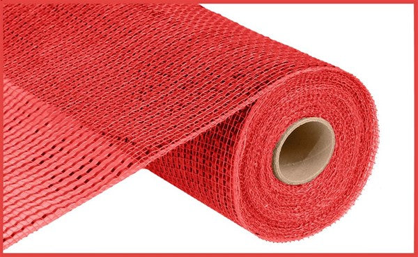 Deluxe Wide Foil Deco Poly Mesh Ribbon : Red with Red Foil - 10 Inches x 10 Yards (30 Feet)