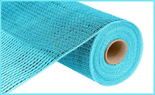 Deluxe Wide Foil Deco Poly Mesh Ribbon : Turquoise Blue Solid - 10 Inches x 10 Yards (30 Feet)