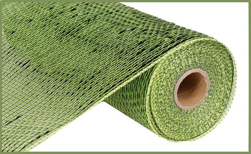 Deluxe Wide Foil Deco Poly Mesh Ribbon : Lime Foil Moss Apple With Metallic Lime Green - 10 Inches x 10 Yards (30 Feet)