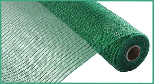 Wide Foil Deco Poly Mesh Ribbon : Emerald with Emerald Foil - 10 Inches x 10 Yards (30 Feet)