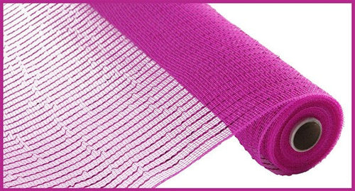Wide Foil Deco Poly Mesh Ribbon : Hot Pink with Hot Pink Foil - 10 Inches x 10 Yards (30 Feet)