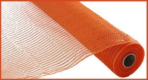 Wide Foil Deco Poly Mesh Ribbon : Orange with Orange Foil - 10 Inches x 10 Yards (30 Feet)