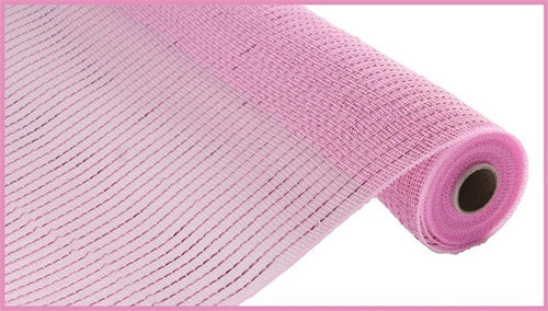 Wide Foil Deco Poly Mesh Ribbon : Pink with Pink Foil - 10 Inches x 10 Yards (30 Feet)