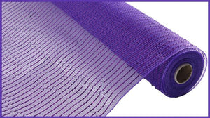 Wide Foil Deco Poly Mesh Ribbon : Purple with Purple Foil - 10 Inches x 10 Yards (30 Feet)