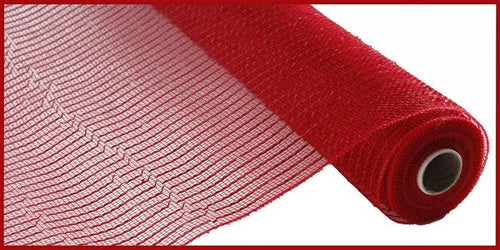 Wide Foil Deco Poly Mesh Ribbon : Red with Red Foil - 10 Inches x 10 Yards (30 Feet)